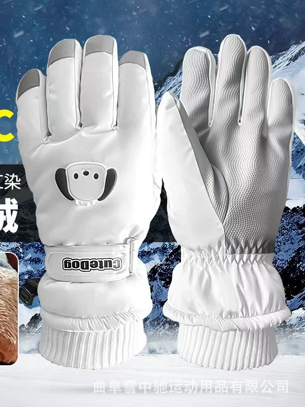 Ski winter keep warm fleece gloves