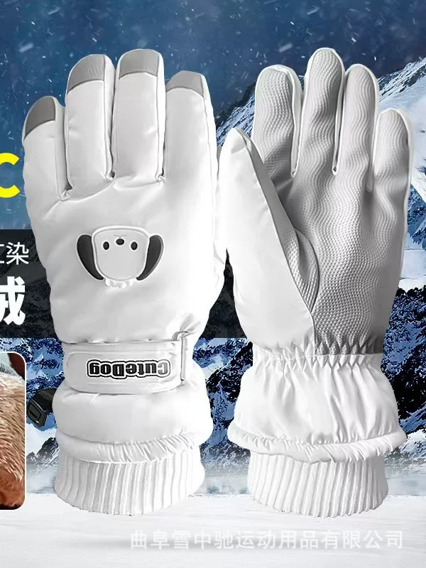 Ski winter keep warm fleece gloves