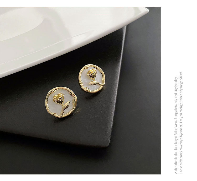Ear Studs Classification 1 Pair Quantity Daily Occasion French Style Rose Copper Plating Ear Studs 1 Pair
