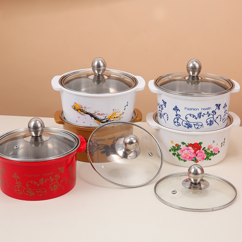 Anti-scald stainless steel single hot pot with lid small hot pot special hot pot for induction cooker commercial small soup pot Mandarin duck pot