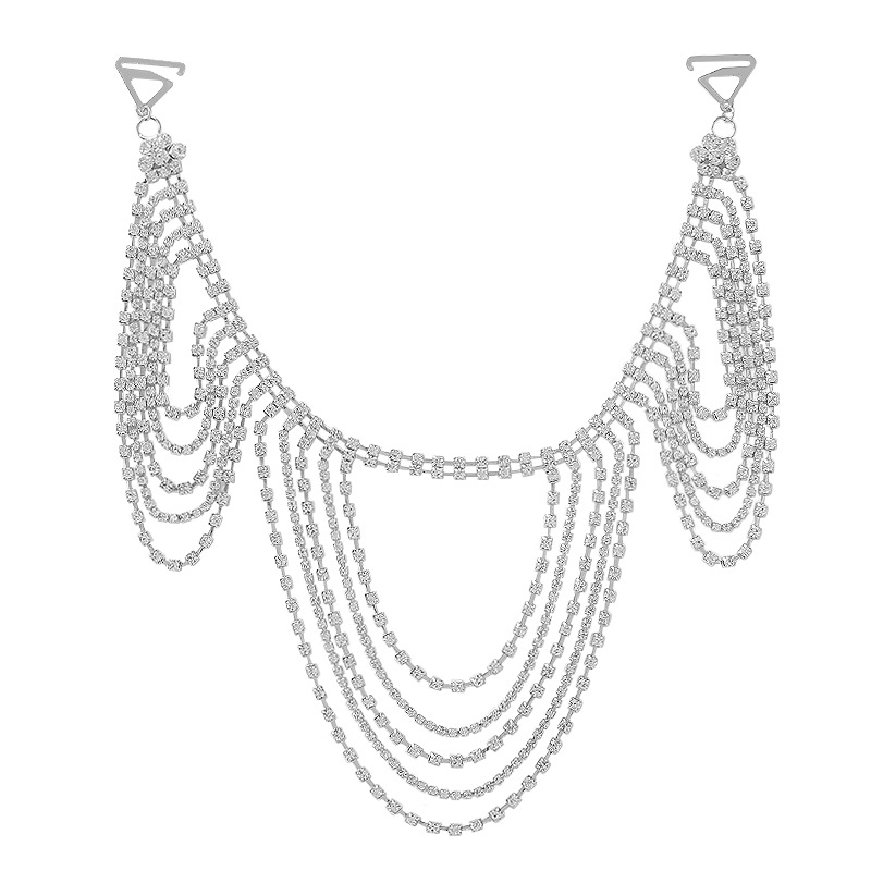 Europa y los Estados Unidos multicapa brillante taladro chaîne de hombros accesorios de vestido de boda moda sexy colgante de gota de agua temperamento cadena de cuerpo