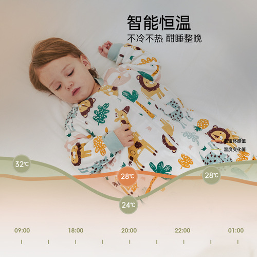 Wilberu baby sleeping bag autumn and winter constant temperature removable half-sleeve split-leg baby and older children thick anti-kick quilt