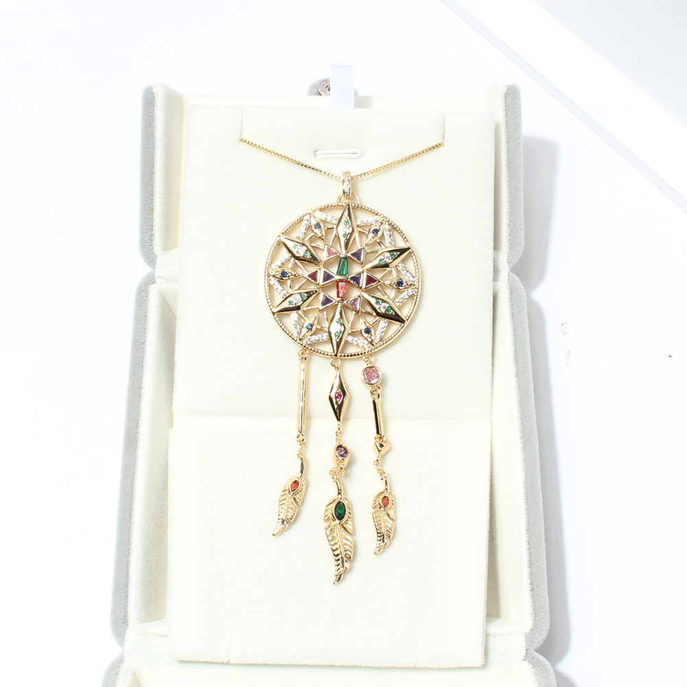 alloy gold-plated micro-set zircon snowflake hollow star necklace accessories female