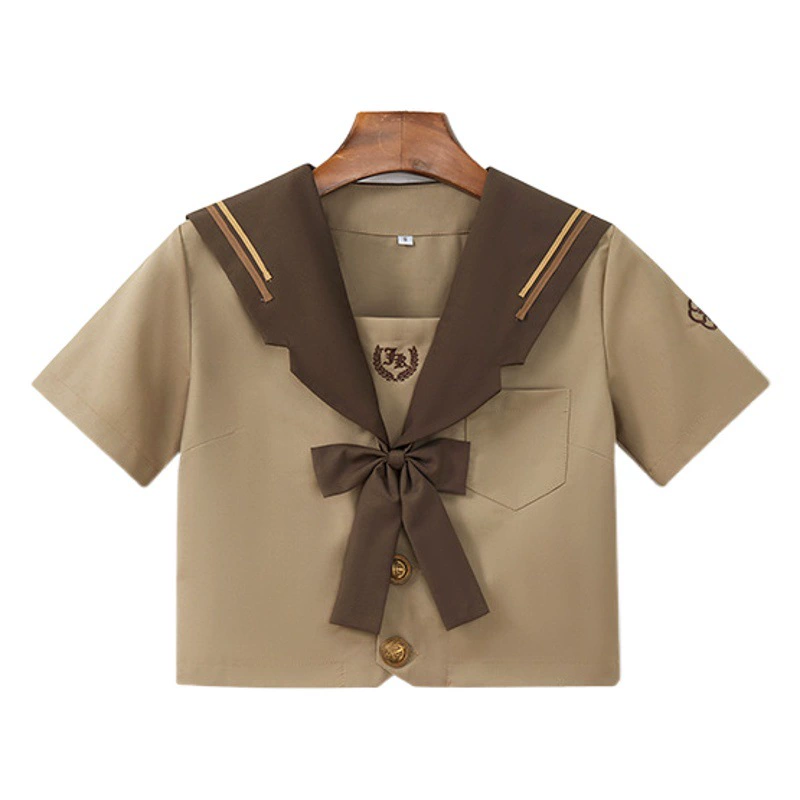 Униформа JK в японском стиле, молочный чай, коричневый академический православный мягкий костюм для девочек, вышитый матросский костюм, плиссированная юбка, студенческий наряд