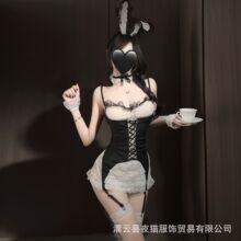 夜猫情趣内衣性感蕾丝兔女郎制服纯欲小胸睡衣qqny免脱诱惑套装女