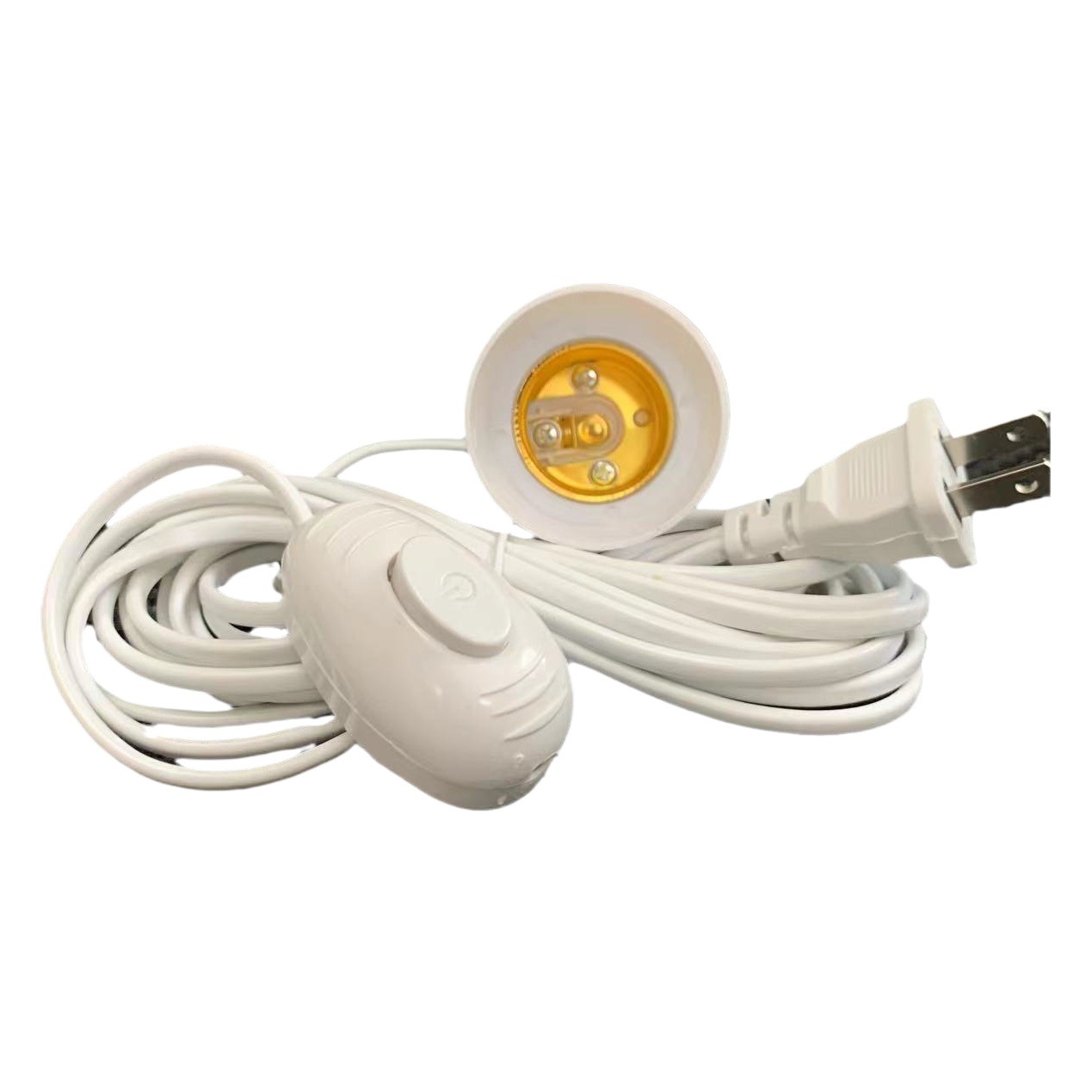 De estilo americano de dos enchufes colgante E27 tornillo móvil cable de extensión con gancho interruptor portalámparas tornillo portalámparas