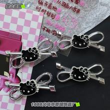 韩版时尚黑脸猫咪银色蝴蝶结发夹ins简约百搭高级感刘海边夹发饰