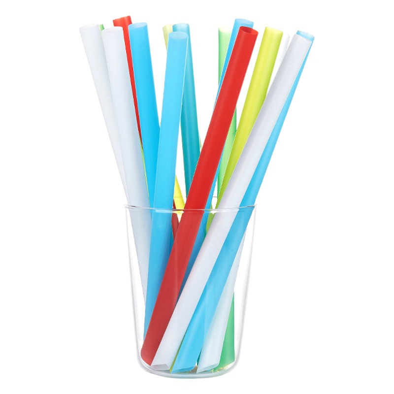 Pajita desechable embalaje independiente plástico transparente perla té con leche pajita puntiaguda tienda de té con leche pajita gruesa color