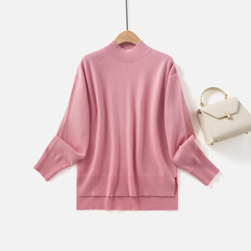 秋季新款女装IC之禾同款半高领针织衫毛衣宽松百搭100%绵羊毛上衣