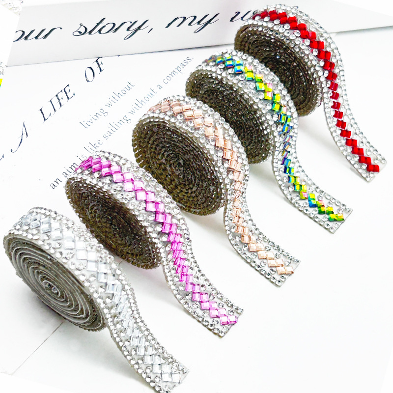 Tiras de diamantes de imitación autoadhesivas de cristal geométrico para joyería DIY, tiras de diamantes de imitación con reverso adhesivo, accesorios, borlas de diamantes de imitación, tiras de diamantes de imitación