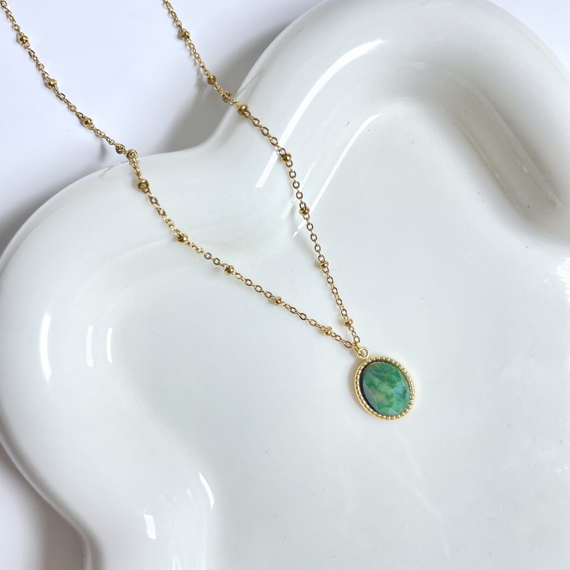 Simple Style Geometric Natural Stone Titanium Steel Pendant Necklace In Bulk display picture 7