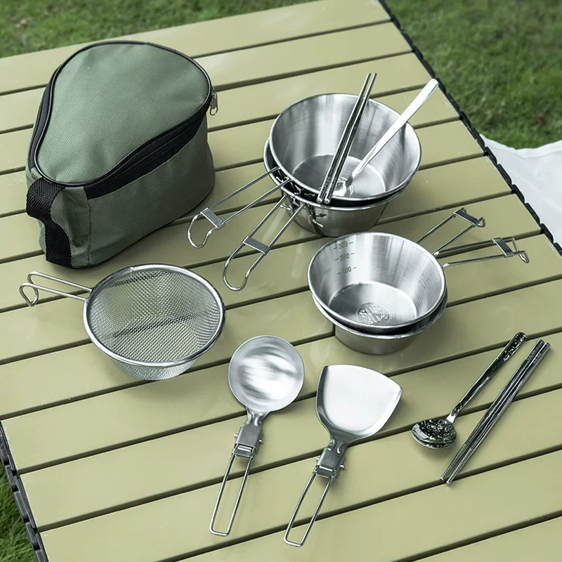 Travel handheld set for camping stainless steel, tableware