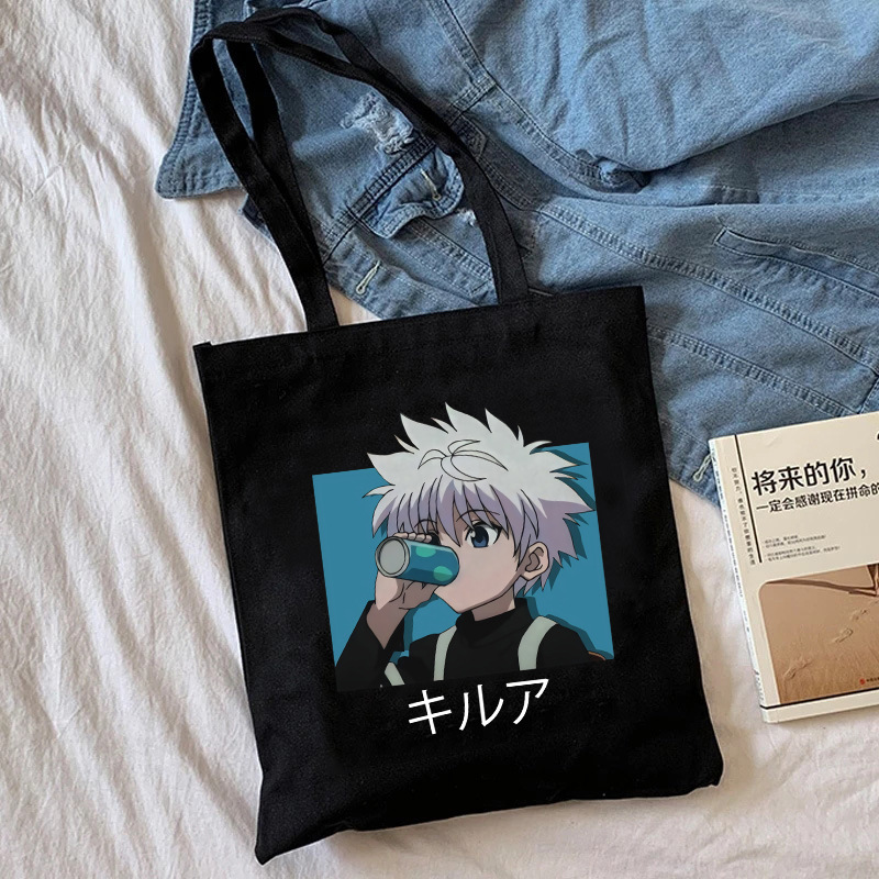 Transfronterizo Hunter X Hunter dibujos animados impreso lienzo bolsa de hombro Harajuku estudiante bolso bolsa de compras
