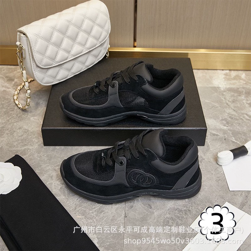 2023 новые маленькие ароматические шнуровки из кожи лоскутные кроссовки холст кроссовки для пар повышенной обуви для йоги