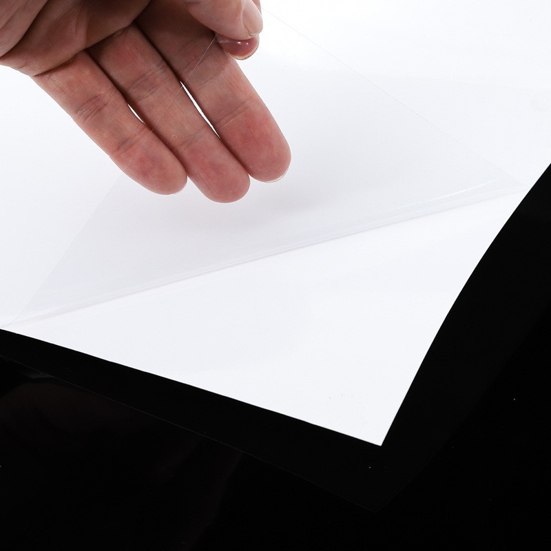 Fabricante suministro de película electrostática transparente materia prima material de película electrostática blanca lechosa se puede cortar tamaño de impresión