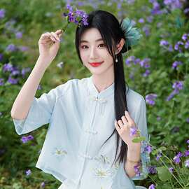 好质量中式刺绣女装中国风改良套装禅意茶艺服装女上衣