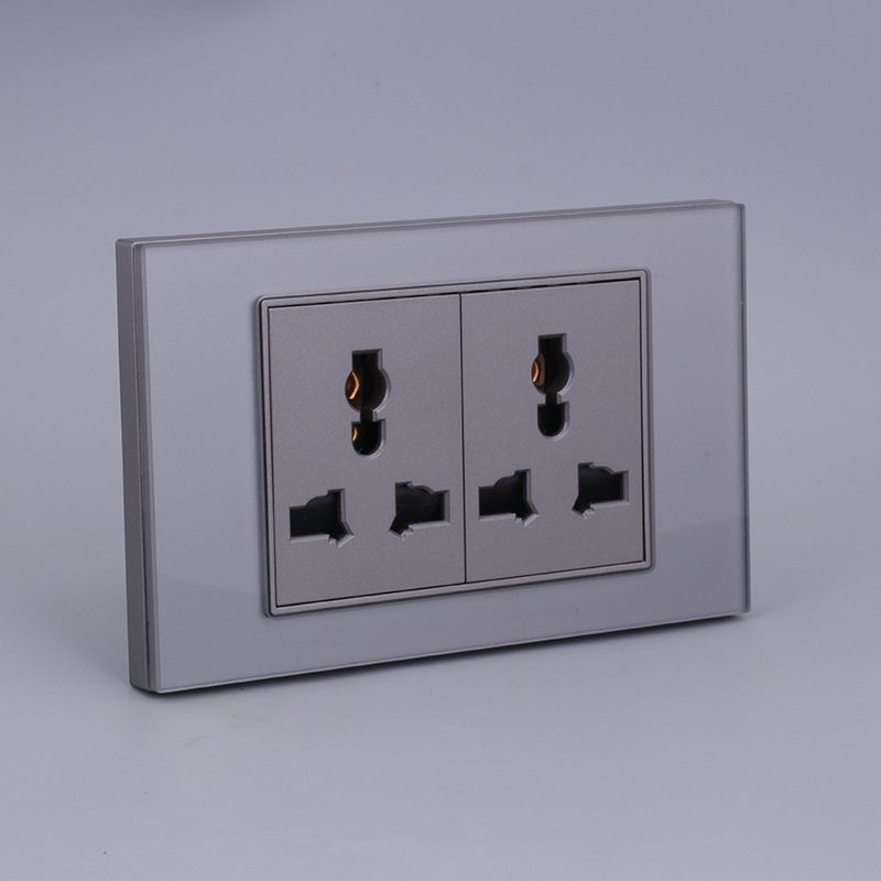 Estándar británico estándar americano multifuncional de seis agujeros de acero inoxidable cepillado champán oro y plata rectangular socket panel fábrica al por mayor