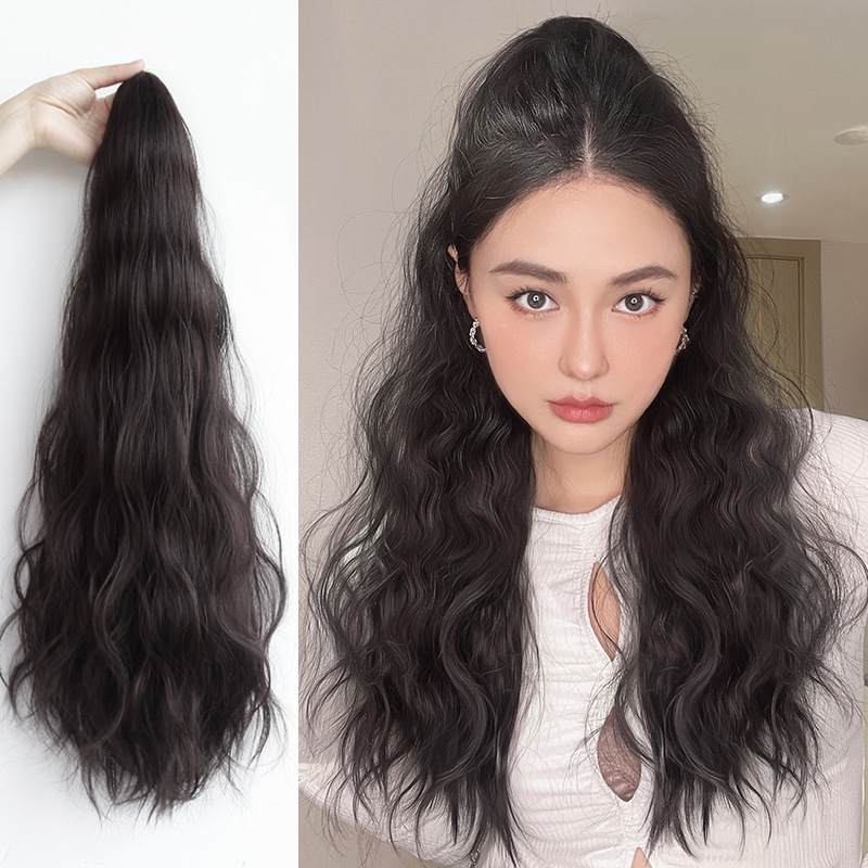 Wig Women's Ponytail Long Curly Hair Grab Clip High Ponytail Twist Strap Water Ripple Natural Simulation Fake Ponytail Braid