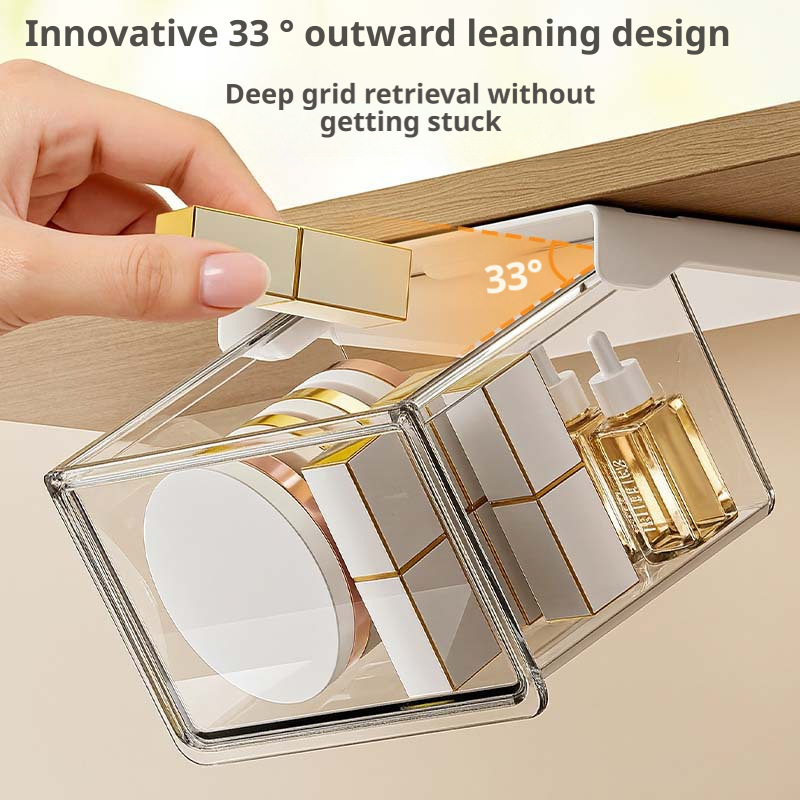 Drawer-type under-table hanging cosmetic storage box hidden jewelry…