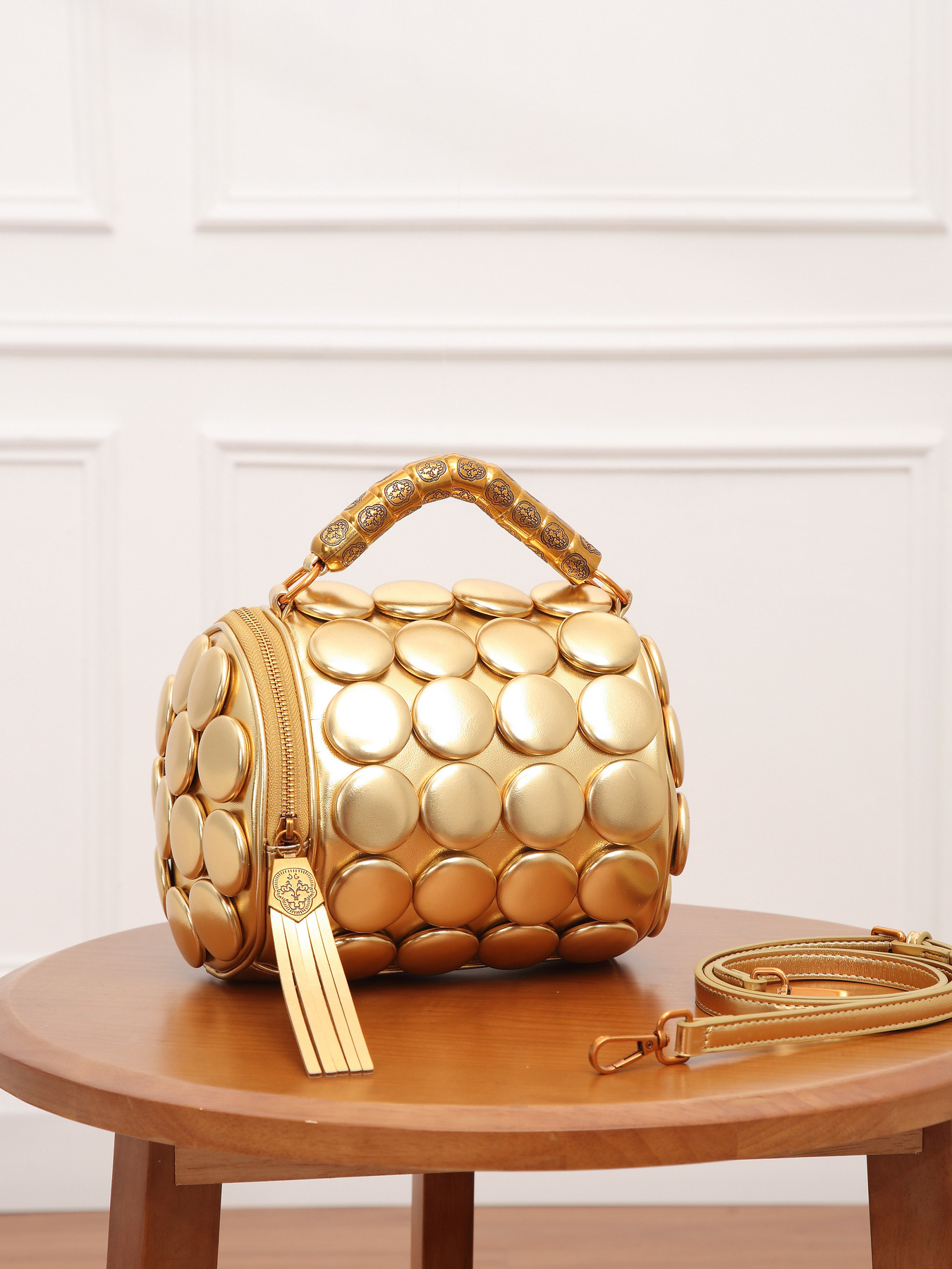 Damen Handtasche Mit Polka Dot Muster Elegante Umhängetasche_voghion.com
