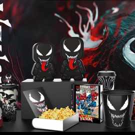 正版漫威venom毒液2吸管杯子摇头公仔饮料杯毒液爆米花铁桶造型杯