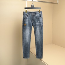 2025秋冬新款高品质修身弹力印花刺绣男士小直筒牛仔裤25561 P130