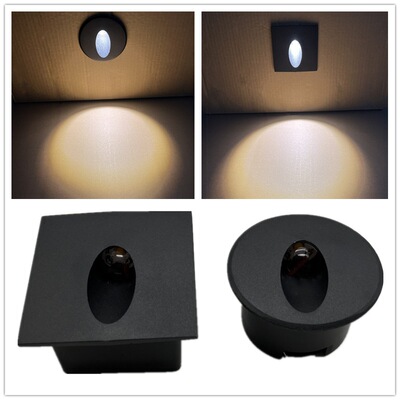 square Step lights circular Footlights outdoors waterproof Corridor Aisle lights black Aluminum material stairs Stepping lights