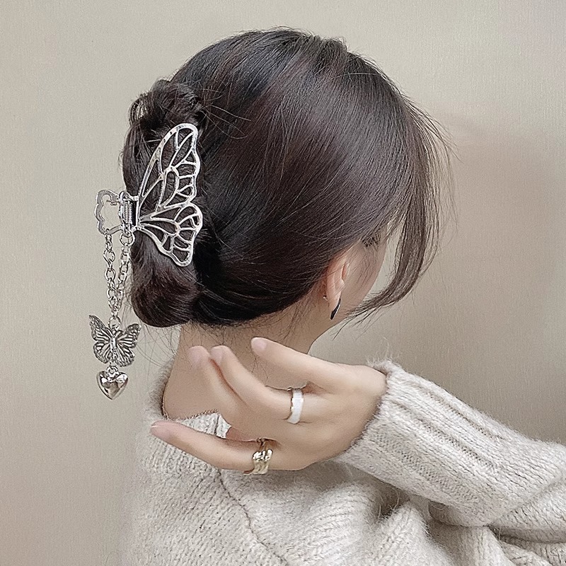 Butterfly Pendant Hair Claw Clip Ins Fairy Style Hairpin for the Back of the Head Elegant Bun Hair Clip Hair Accessory Wholesale