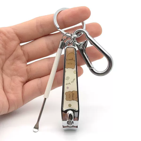 Creative Butter Bear Couple Set Nail Clipper Keychain Ear Scoop Cartoon Cute Keychain Pendant