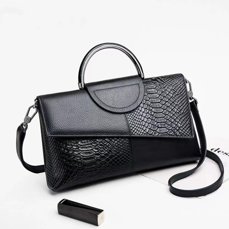 Women's Genuine Leather Clutch Bag 2023 New Large Capacity Banquet Handbag Crocodile Embossed Fashion Elegant Crossbody Bag - Thumbnail 5