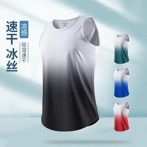 Men's Sports Tank Top Fitness Clothing Quick-Dry Ice Silk T-Shirt Short Sleeve Running Summer Shirt Badminton Clothing
