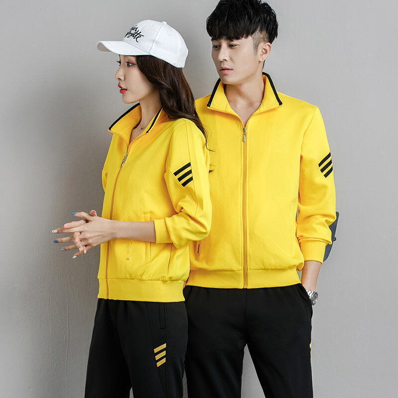 Trajes deportivos transfronterizos de tres barras para hombres primavera y otoño parejas corriendo ropa deportiva casual para mujeres grandes grupos de moda
