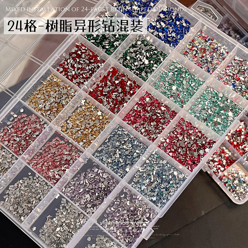 24-Grid Box of Resin Flat-Bottomed Irregular-Shaped Rhinestones for Nail Art, Mini Rhinestones for Filling Gaps, Acrylic Press-On Nails, Nail Accessories 24-Grid Box of Resin Flat-Bottomed Irregular-Shaped Rhinestones for Nail Art, Mini Rhinestones for Filling Gaps, Acrylic Press-On Nails, Nail Accessories