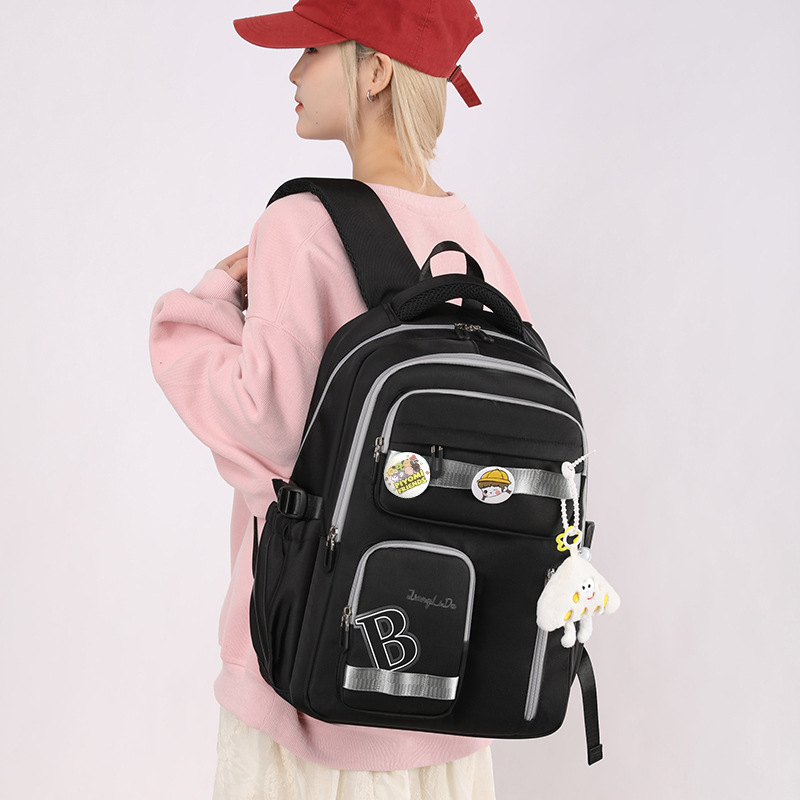 Nueva mochila escolar de la escuela secundaria, mochila para niñas de gran capacidad, impermeable y resistente a la suciedad, mochila ligera y de alto valor para estudiantes de secundaria del campus