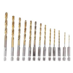 High-Speed Steel 13Pc Twist Drill Hexagonal Handle Twist Drill Bit Electric Driver Pneumatic Wind Bit Hexagonal Drill Bit Set