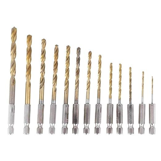 高速钢13PC麻花钻六角柄麻花钻头电动起子气动风批内六角钻头套装