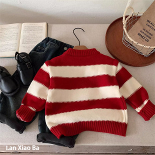 Cute Children's Sweater 2024 Autumn and Winter New Year Warm Knitted Sweater for Boys and Girls