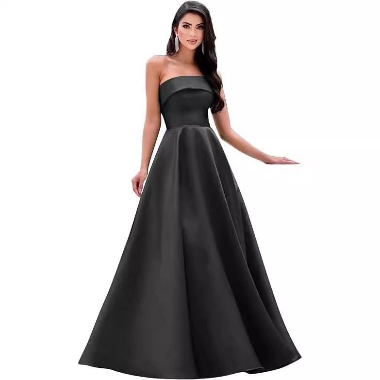European and American Foreign Trade Evening Dresses 2026 New Style Strapless Slimming Long Gown for Choir Performance and Coming-Of-Age Ceremony European and American Foreign Trade Evening Dresses 2026 New Style Strapless Slimming Long Gown for Choir Performance and Coming-Of-Age Ceremony