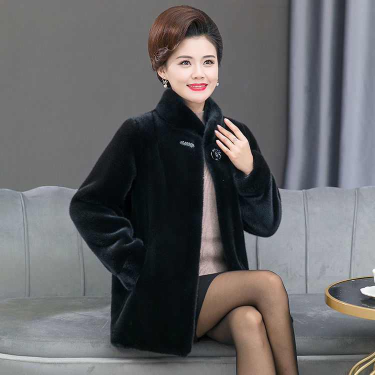 Imitation Mink Fur Coat Women's Autumn and Winter New plus size Imitation Mink Velvet Loose Thickened Short Imitation Fur Coat with Collar for Women