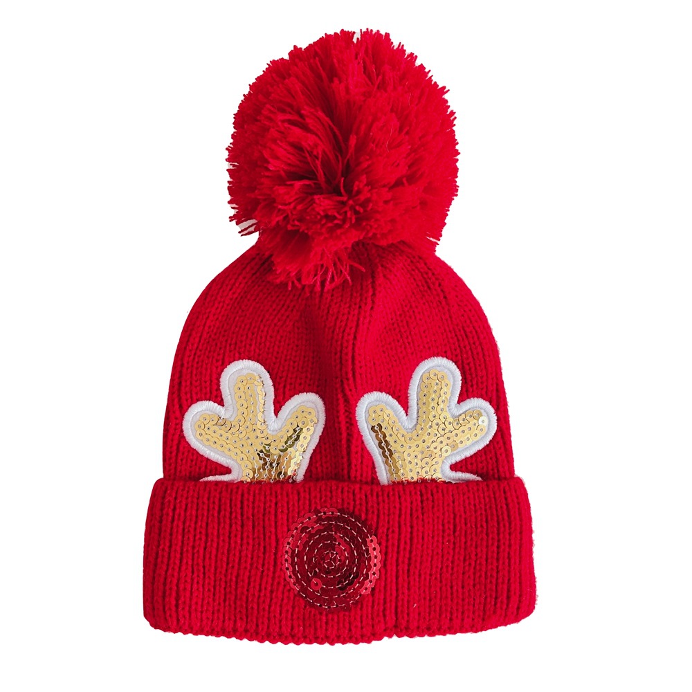 Cute Style Children Unisex Cute Antlers Embroidery Wool Cap