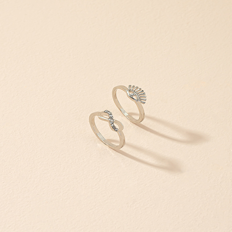 Simple Style Eye Bow Knot Alloy Plating Rhinestones Rings