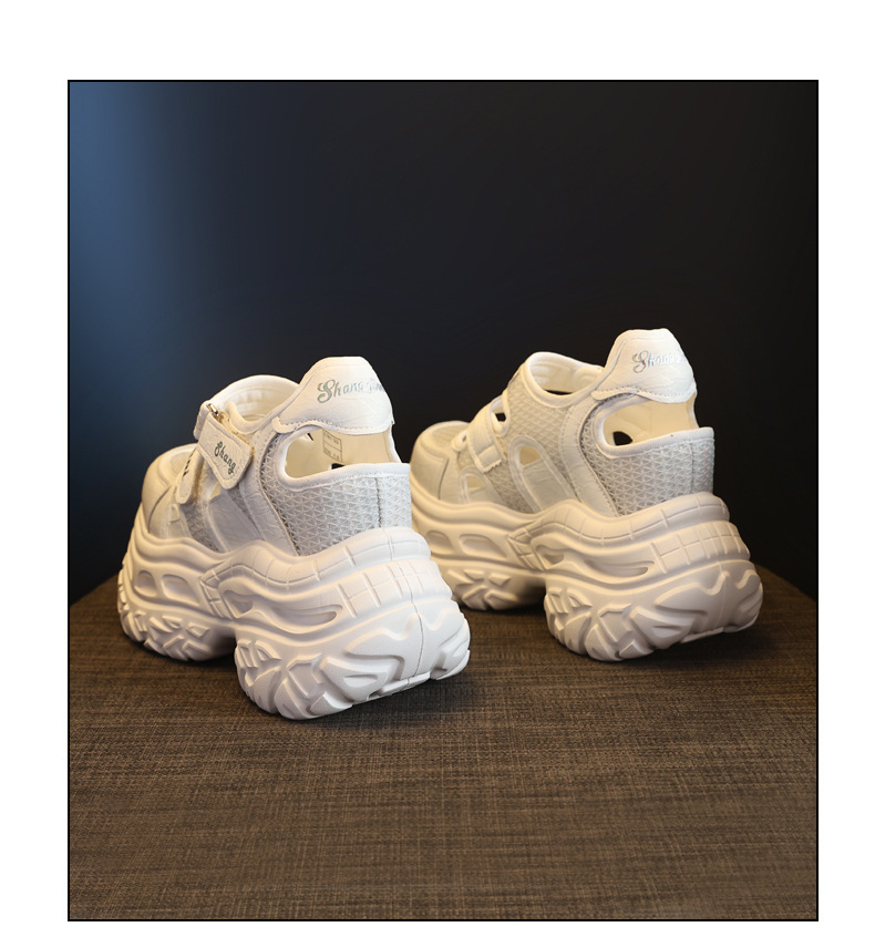 Giày sneaker nữ đế dày tăng chiều cao, dán Magic Stick, thoáng khí — màu trắng chi tiết 20