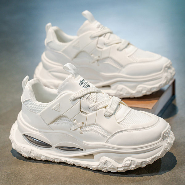 Giày thể thao nam sneaker lưới thoáng khí đế cao su đúc phun, gót thấp 1–3 cm — YC512 màu trắng, YC512 màu đen