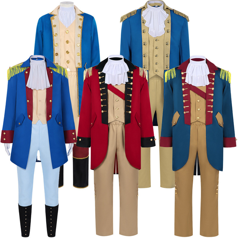 Cross-Border New Product Halloween Retro Lawyer Costume Role-Playing Washington Presidential Performance Outfit Swallowtail Gentleman Suit