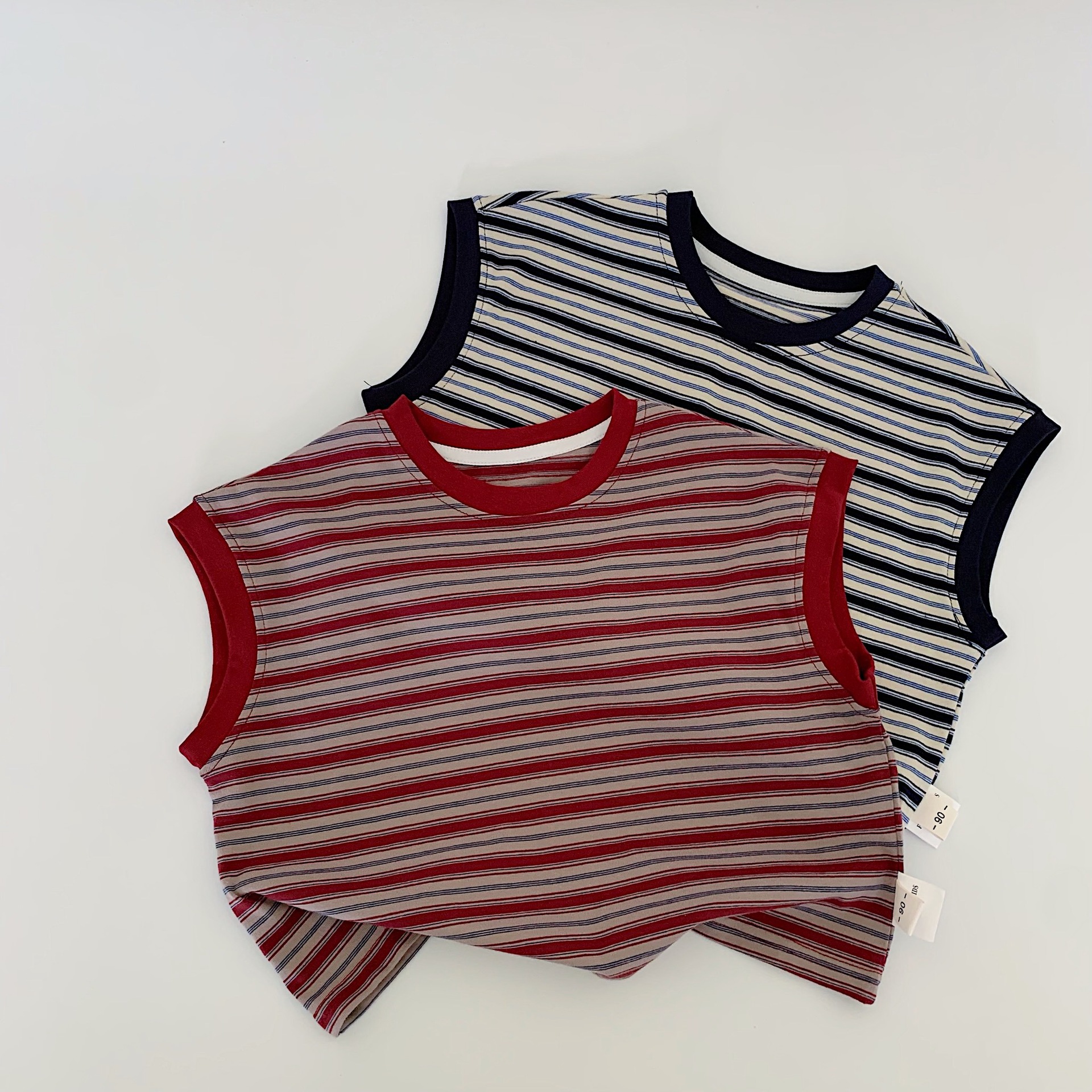 Chaleco a rayas para niños Maibao 2025 verano nueva ropa para niños casual sin mangas camiseta verano top a