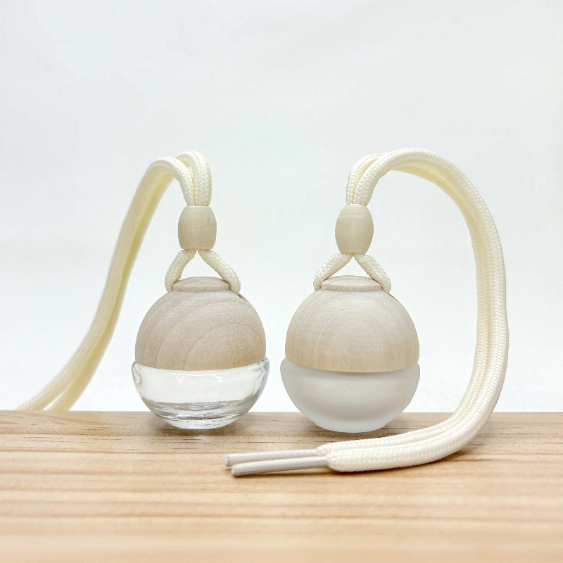 Spherical Bottle Car Perfume Bottle Pendant High-End Car Air Freshener Bottle Glass Bottle Refillable Volatile Glass Fragrance Empty Bottle