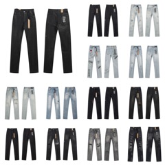 Ksubi トレンディなパープル新 AM スプラッシュインクプリントハイストリートレトロリッピングカジュアルメンズとレディーススリムジーンズ