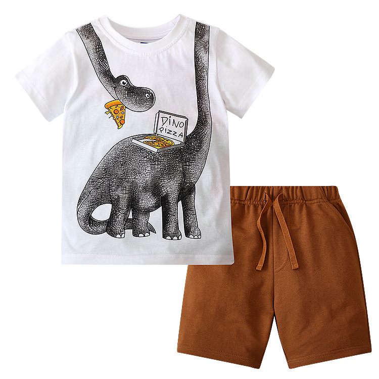 Kinder T-shirt Set Mit Dinosaurier Motiv Trendige Sommermode_voghion.com