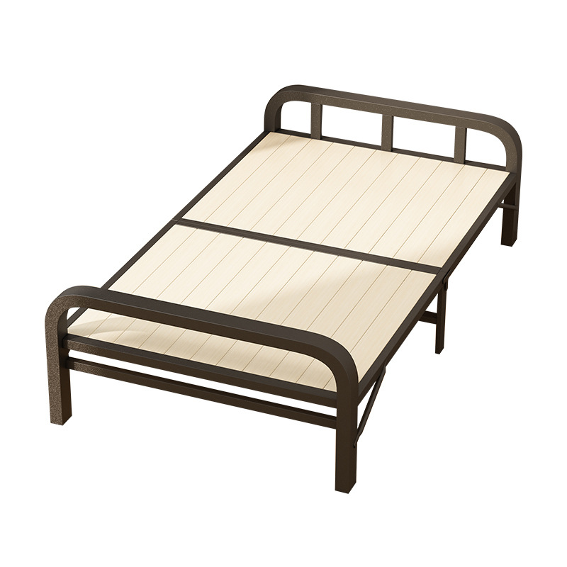 Cama plegable, cama de madera maciza para el hogar, cama individual, cama simple para adultos, cama de hierro resistente, marco de hierro reforzado para dos personas, cama para el almuerzo