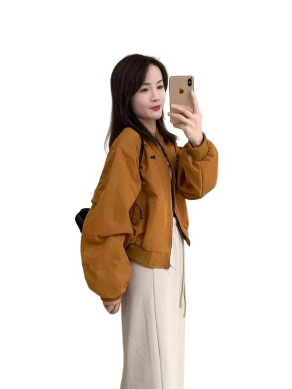 小个子短款棒球服外套女2025春秋季新款宽松百搭薄款拉链夹克外套|undefined